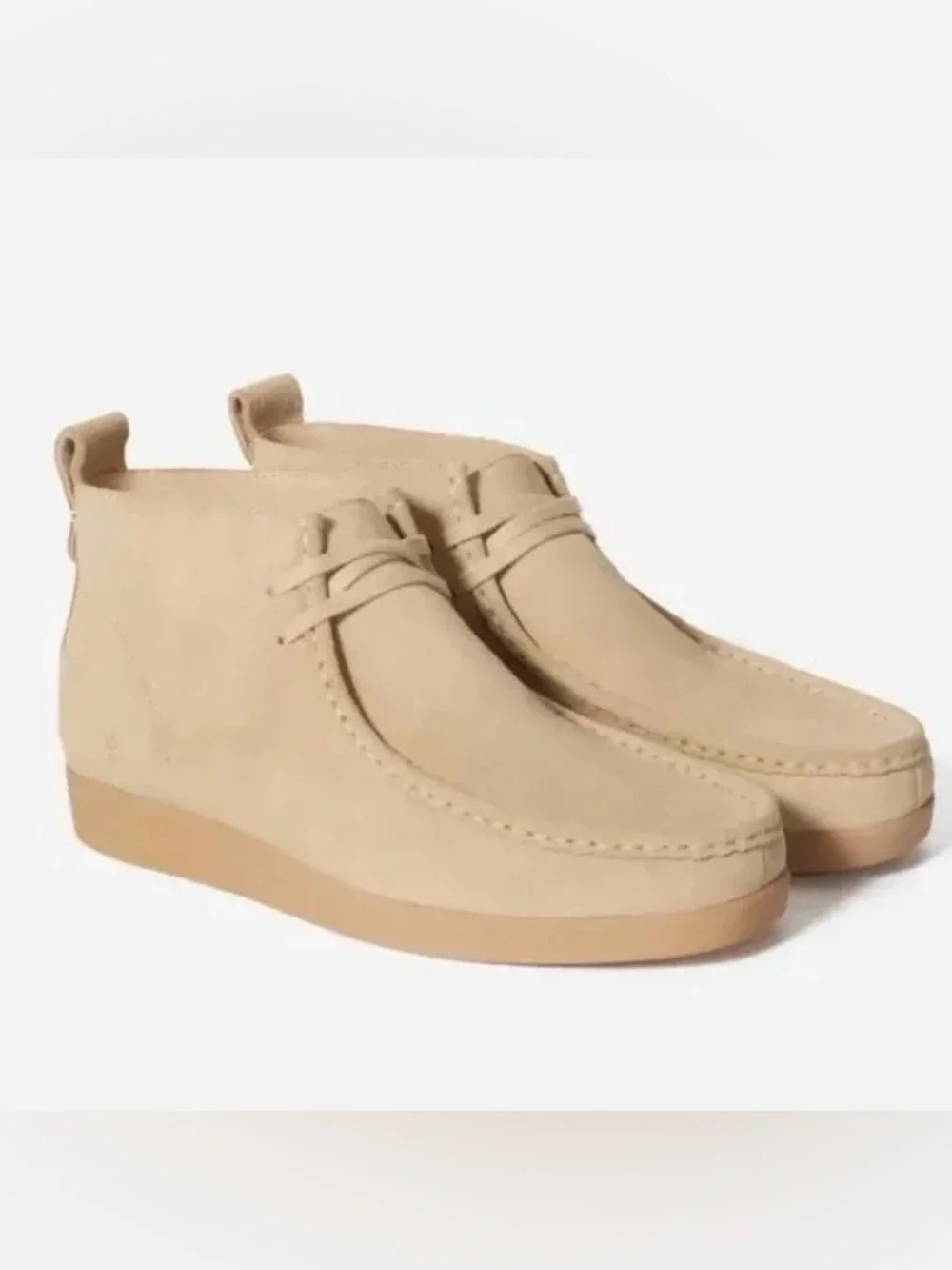 Everlane Women 6.5 Beige Tan Casual Lace Up Pebble Suede The Moc-Toe Chukka Boot
